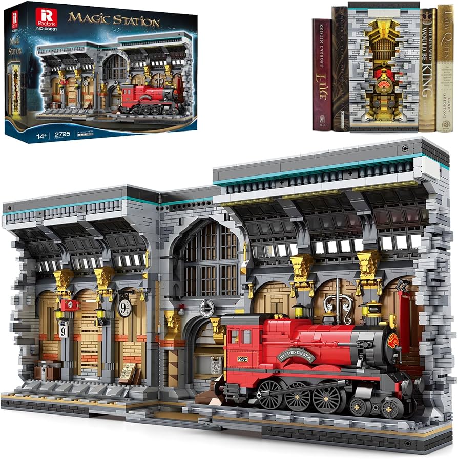 Reobrix 66031 Wizard Train Book – 3060 Teile Fantasy Buchstütze mit LED Klemmbausteine
