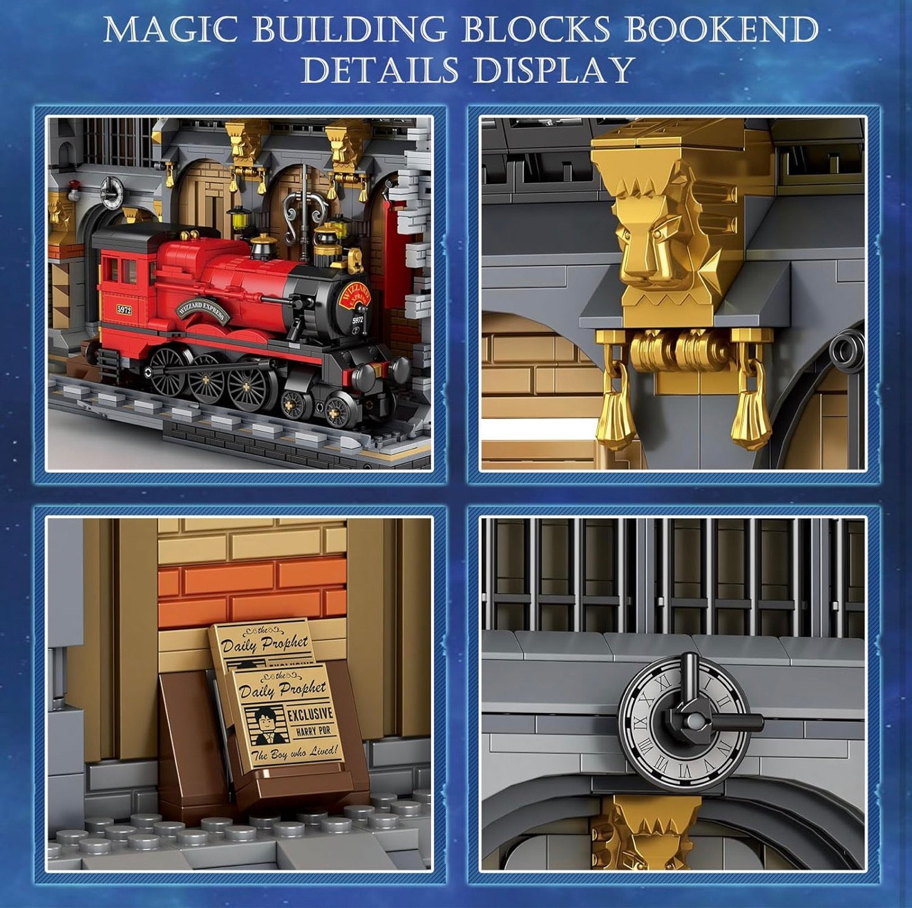 Reobrix 66031 Wizard Train Book – 3060 Teile Fantasy Buchstütze mit LED Klemmbausteine