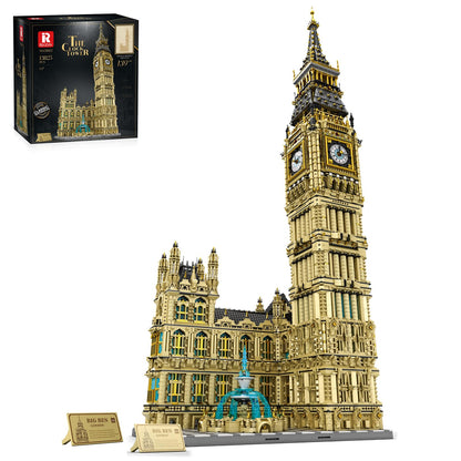 Reobrix 55012 The Clock Tower – 13825 Teile Architektur Klemmbaustein Turm mit LED-Beleuchtung