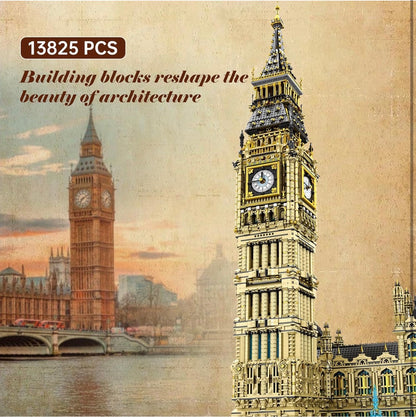Reobrix 55012 The Clock Tower – 13825 Teile Architektur Klemmbaustein Turm mit LED-Beleuchtung