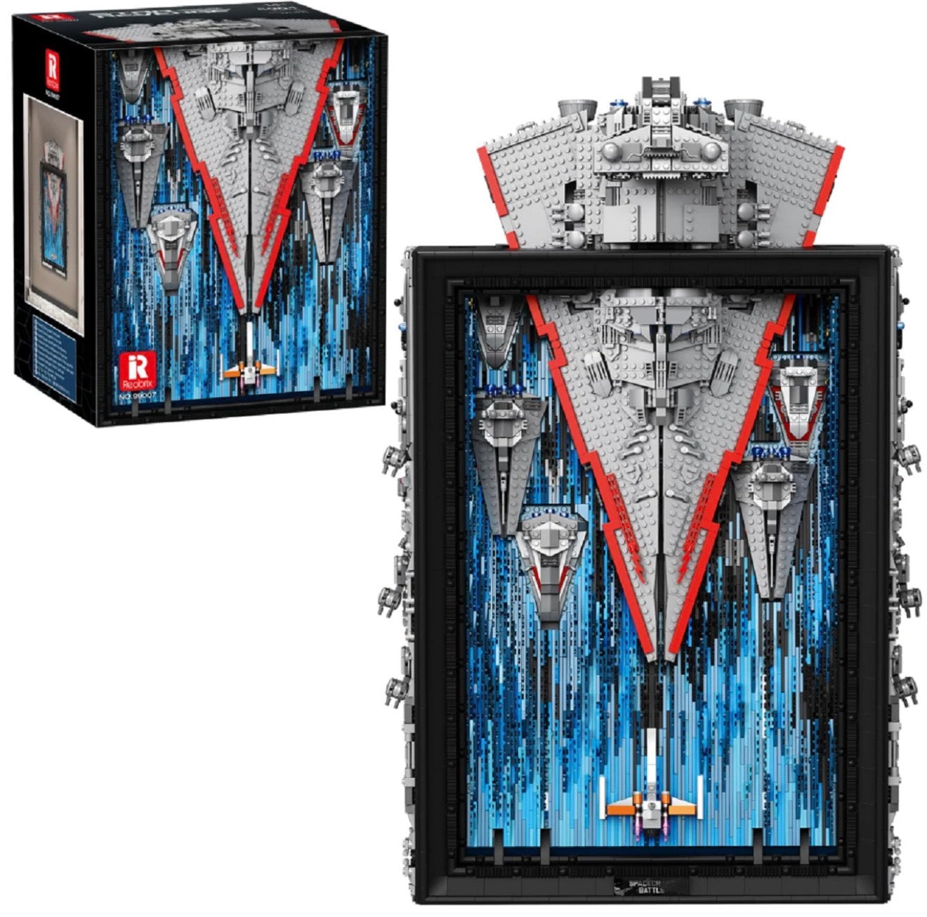 Reobrix 99007 Star Revenge Spacecraft Battle – 5964 Teile 3D Wandbild Klemmbaustein Raumschiff Diorama