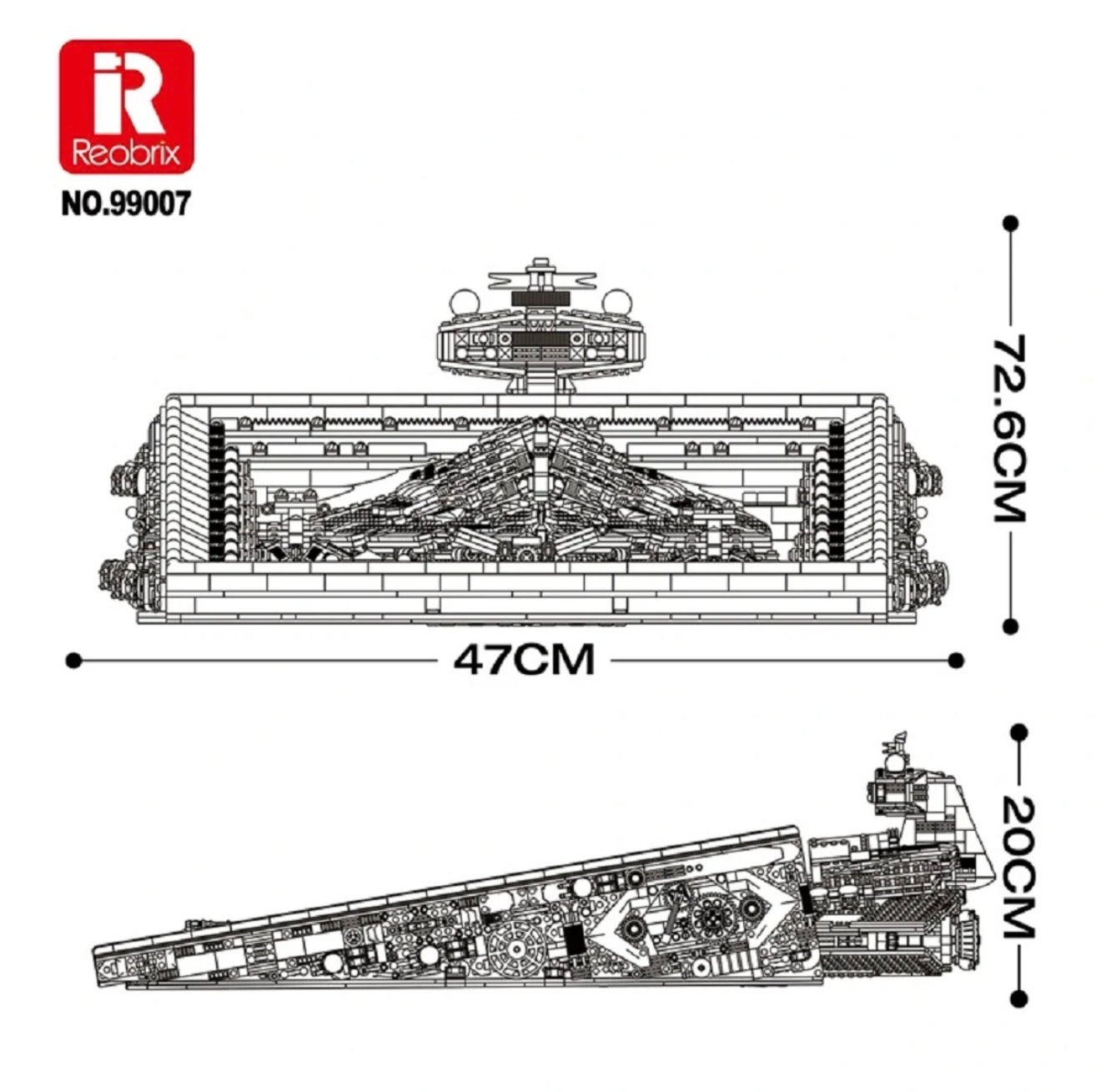 Reobrix 99007 Star Revenge Spacecraft Battle – 5964 Teile 3D Wandbild Klemmbaustein Raumschiff Diorama