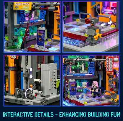 Lumibricks L9095 Game Stack – 2580 Teile Cyberpunk Arcade Klemmbausteine mit LED-Beleuchtung