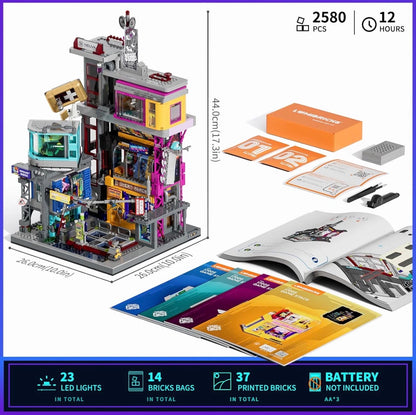 Lumibricks L9095 Game Stack – 2580 Teile Cyberpunk Arcade Klemmbausteine mit LED-Beleuchtung