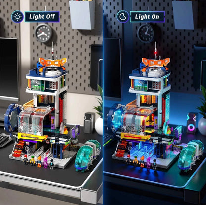 Lumibricks L9098 Floating Train Station – 2760 Teile Cyberpunk Bahnhof mit LED Klemmbausteine