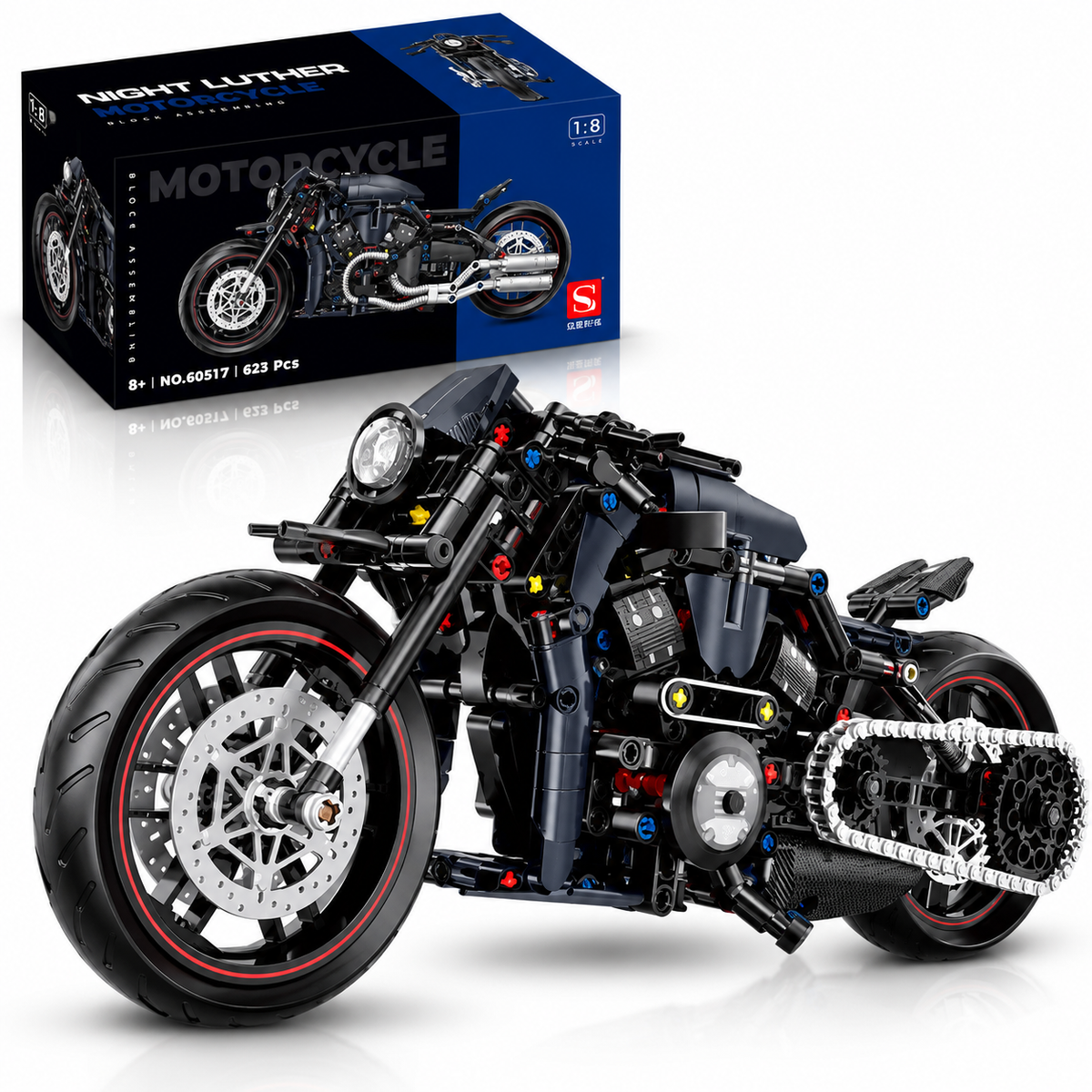 GULY 60517 Deadwind V-Twin – Cruiser Motorrad 1:8 | 562 Teile