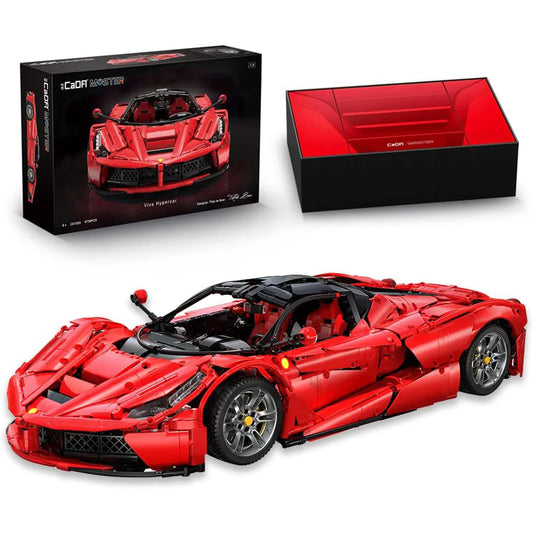 Rotes CaDA Viva Hypercar C61505W als aufgebautes Klemmbaustein-Modell im Maßstab 1:8