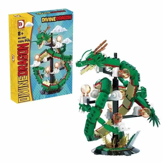 DK 5007 Shenron grüner Klemmbaustein-Drache mit 1.826 Teilen als großes Anime-Displaymodell