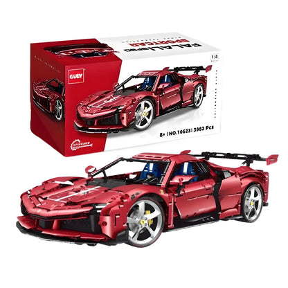 GULY 10623 Stormfire 90 Static – detailreicher Hypercar-Sportwagen aus 3.639 Klemmbausteinen mit aerodynamischer Karosserie und Heckflügel.