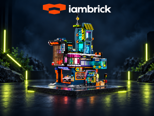 MODYX Mobil-Banner mit IAMBRICK-Logo und Cyber Repair City