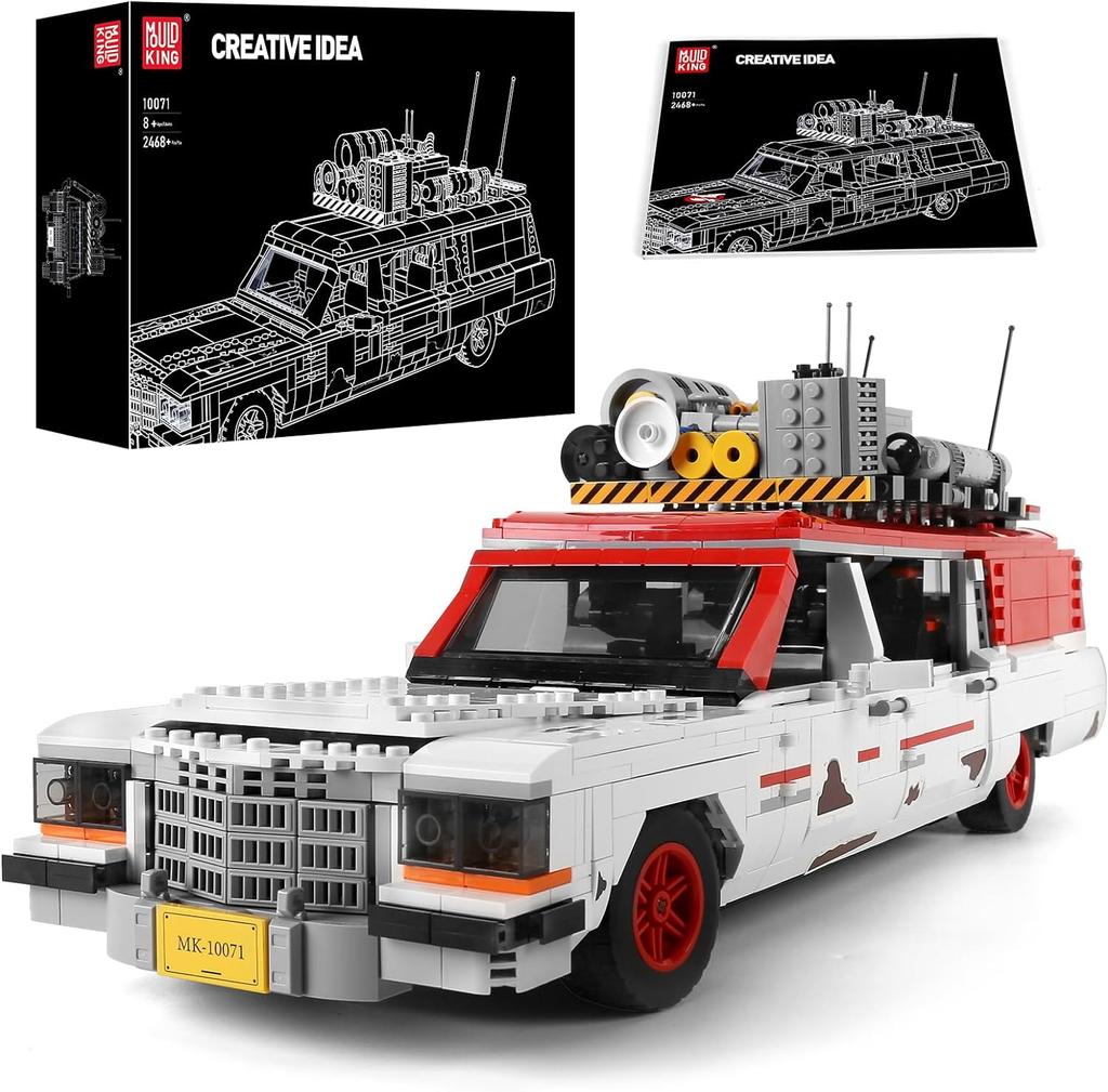 Mould King 10071 Ecto-1 Geisterjäger-Fahrzeug aus 2.468 Klemmbausteinen als großes Displaymodell