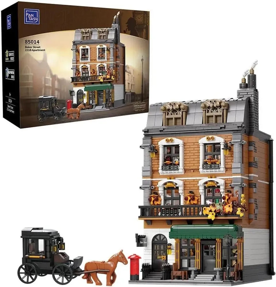PANTASY 85014 Baker Street 221B Apartment Sherlock Holmes Klemmbaustein-Set mit 3087 Teilen